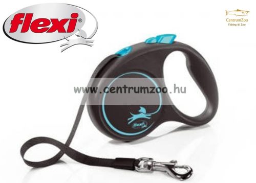 Flexi S Tape 5M 15Kg Black Design Blue Szalagos Automata Póráz - (033937)