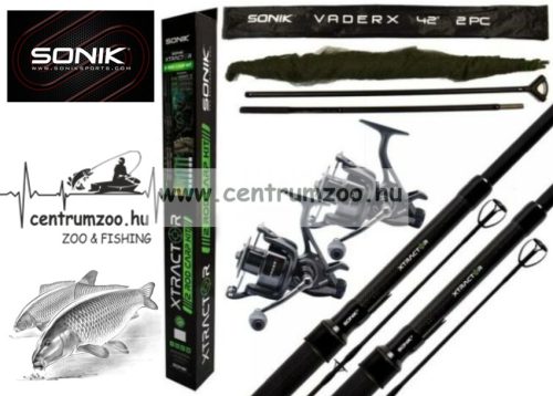 Sonik Xtractor Carp Rods Kit 10' 3,0M 3,50Lb + 5000 Xtractor  Reels + 42" Carp Net (2 Bot+2 Orsó+Merítő) Pontyozó Szett (Sn145-350)