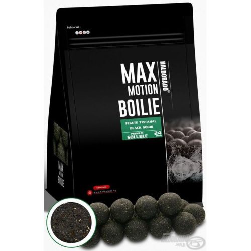 HALDORÁDÓ MAX MOTION Boilie Premium Soluble 24 mm - Fekete Tintahal 800g