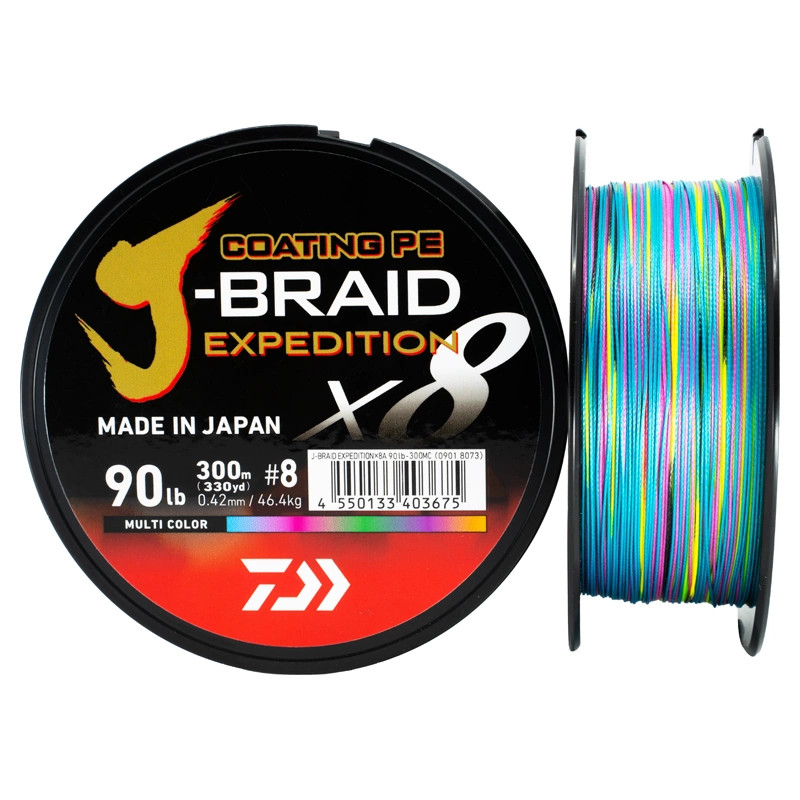 Image of DAIWA J Braid Expedition X8E Braided Cord 300m 0,28mm 26,4kg fonott zsinór Multi color (12552-128)