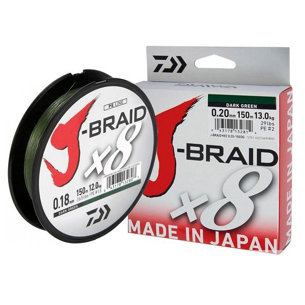 Image of Daiwa J-Braid X8 Dark Green 8 Braid 300m 0,42mm fonott zsinór (12751-142)
