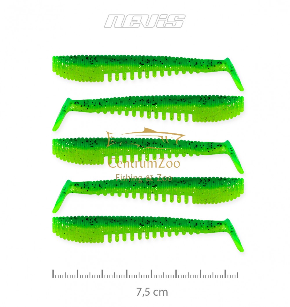 Image of Nevis Impulse Shad 7.5cm 5db Gumihal (9721-843) Zöld Flitter