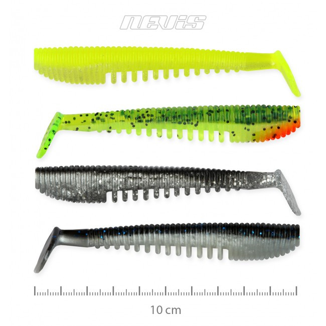 Image of Nevis Impulse Shad 10cm 4db gumihal (9721-198) vegyes szín