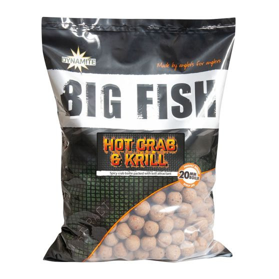 Image of Dynamite Baits Big Fish Hot Crab &amp; Krill bojli 20mm 1,8kg (DY1643) rák ízben