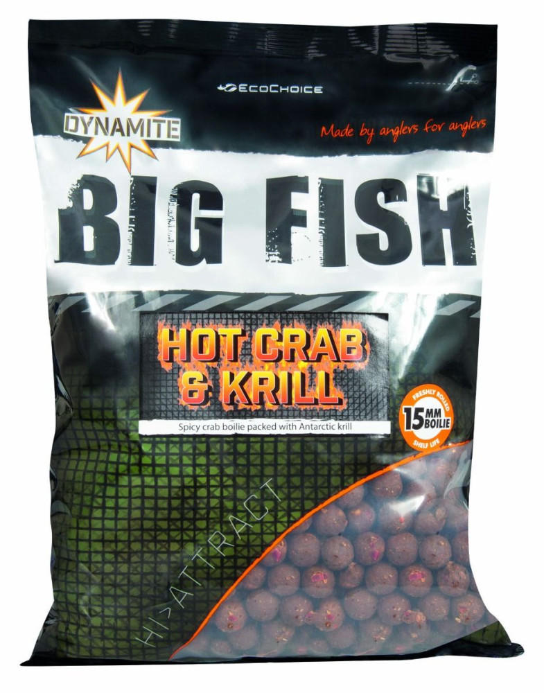Image of Dynamite Baits Big Fish Hot Crab &amp; Krill bojli 26mm 1kg (DY1648) rák ízben