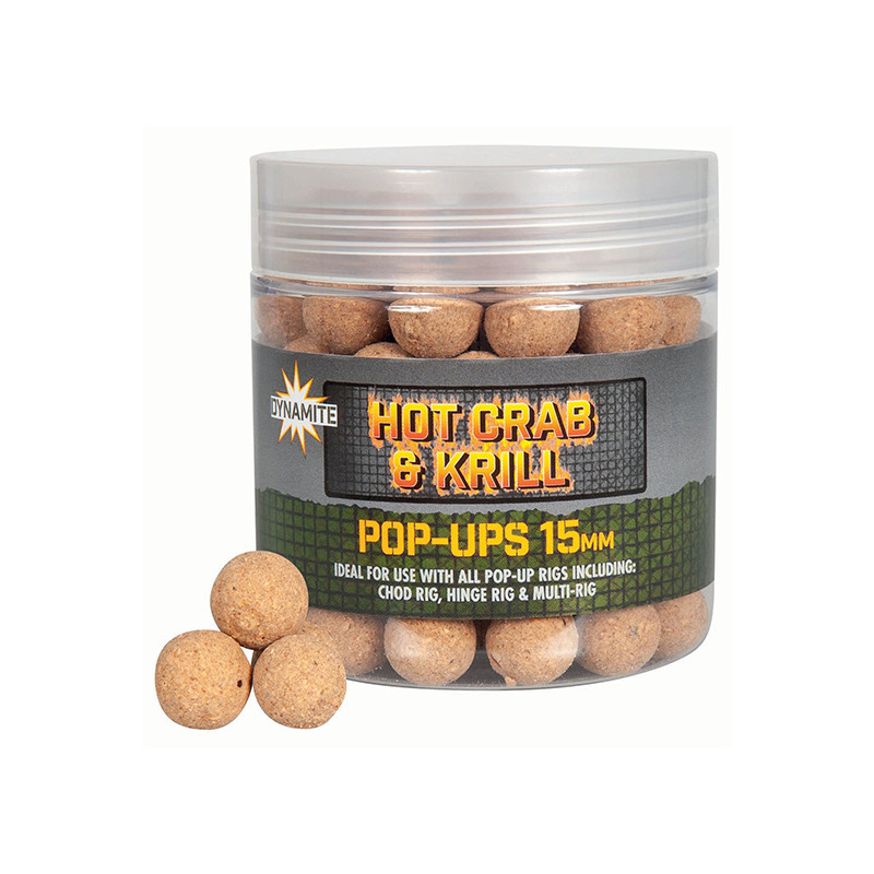 Image of Dynamite Baits Hot Crab &amp; Krill Foodbait Pop-Up 15mm (DY1958)