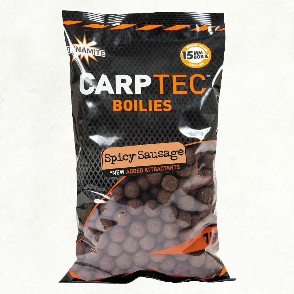 Image of Dynamite Baits Carp-Tec - Spicy Sausage Bojli 1kg 15mm (Dy1158)