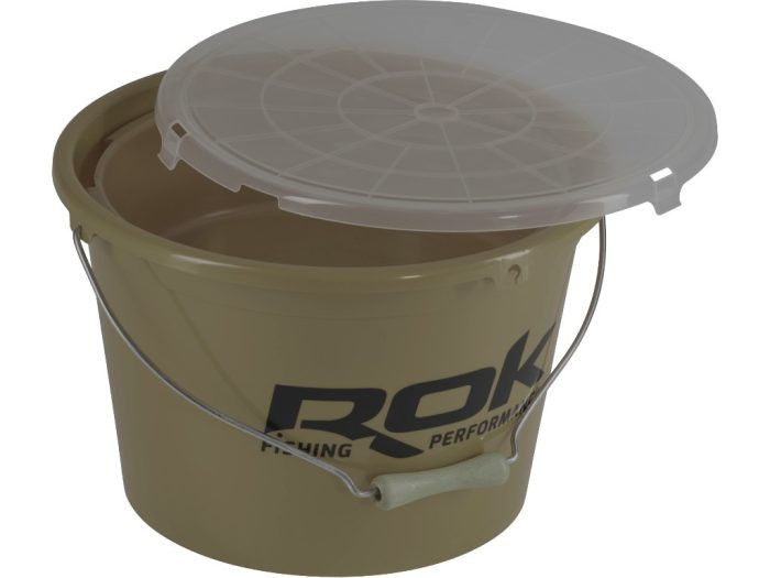 Image of Rok Fishing Performance - Round Bucket Green Brown 13l vödör + fedél (ROK030276-030030)