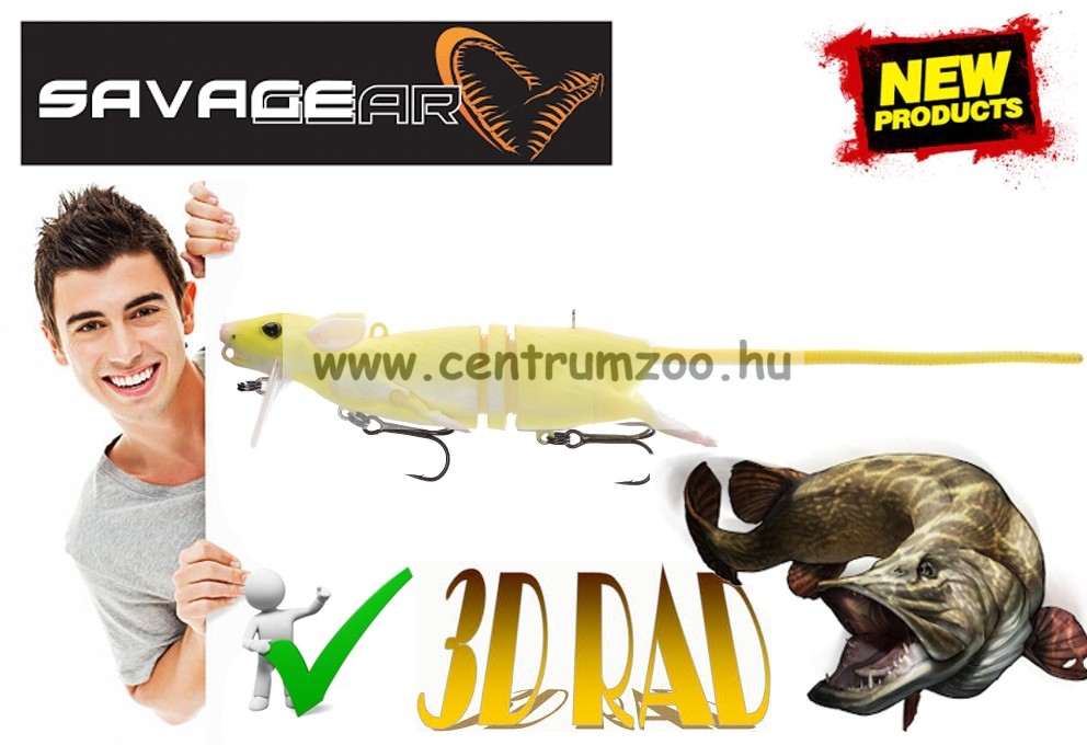 Image of Savage Gear 3D Rad 20Cm 32G 06-Golden Albino Mű Úszó Patkány Csukára, Harcsára (58314)