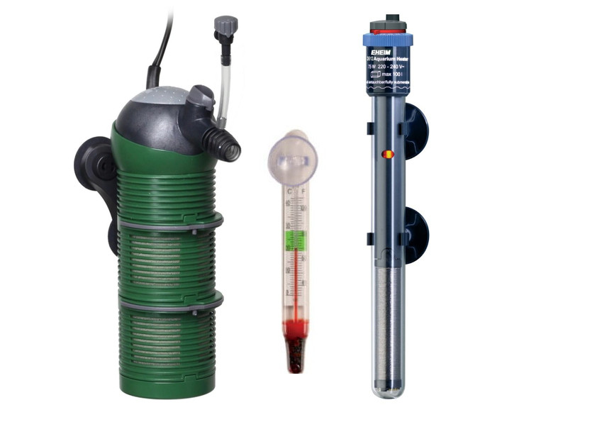Image of Eheim Aquaball 130 + Jäger 70W Teljes Belső Akváriumi Technika Szett Szűrő-Levegőztető+Vízmelegítő+Hőmérő